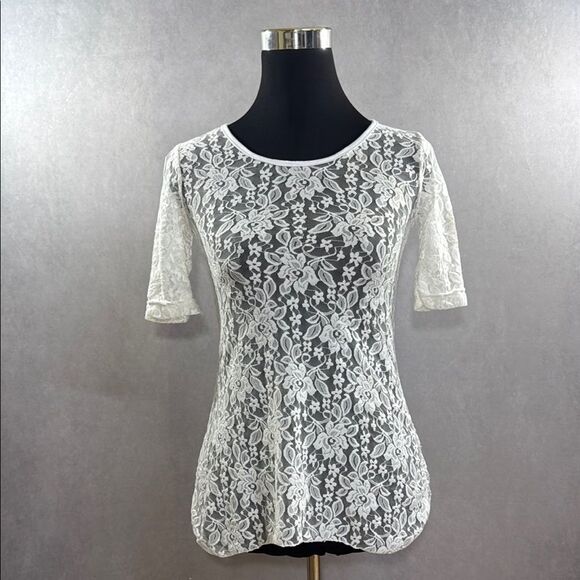 White Lace Sheer Top - Picture 1 of 4